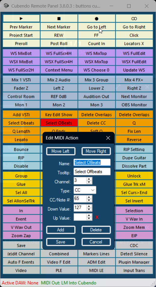 Cubase Button Panel