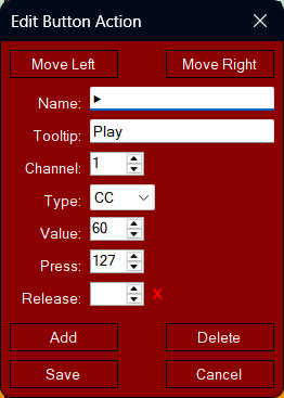 Edit Button Action Dialog
